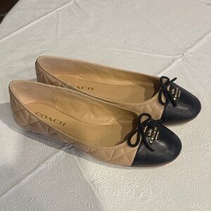 Coach Quilted Black and Tan Flats